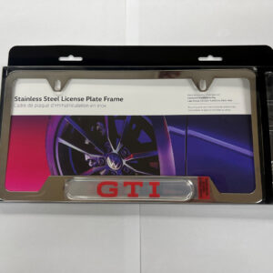 VW GTI Polished License Plate Frame - Red Accent (E034)